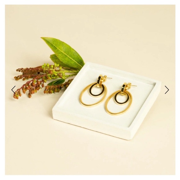 Vita Fede Cassio Hoop Earrings Gold Stainless Steel Interlocking Interchangeable - Picture 10 of 11